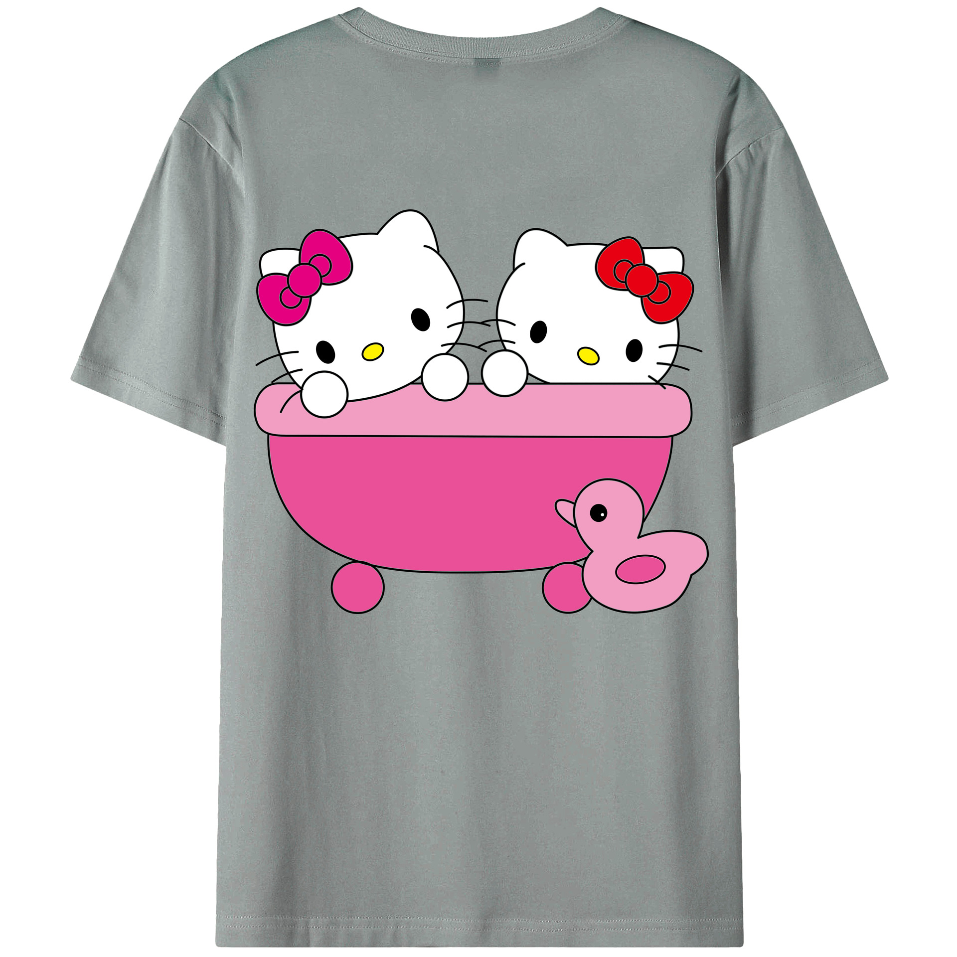 （画像用） Hello Kitty ハローキティ 綿100％ メンズ半袖Tシャツ（バックプリント） 通気性